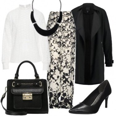 Outfit Fiori in bianco e nero