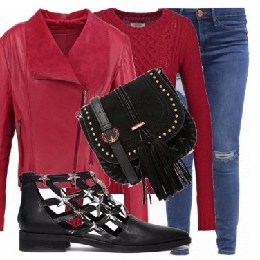 Outfit Jeggings e rosso