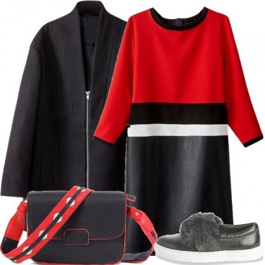 Outfit Rosso nero e bianco