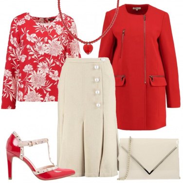 Outfit Rosso e crema