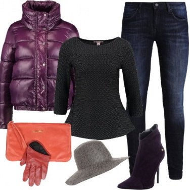 Outfit Grigio e viola