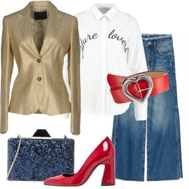 Outfit Jeans e blazer oro