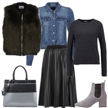 Outfit Jeans e gilet peloso