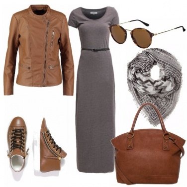 Outfit Grigio e cuoio