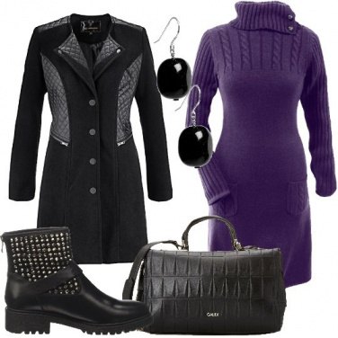 Outfit Nero e viola