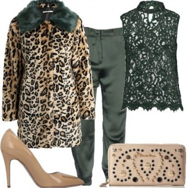 Outfit Animalier e verde petrolio