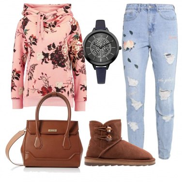 Outfit Felpa a fiori