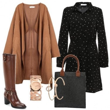 Outfit L\'abito chemisier nero a pois