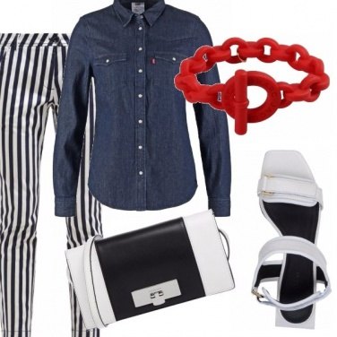 Outfit Denim, stripes and red