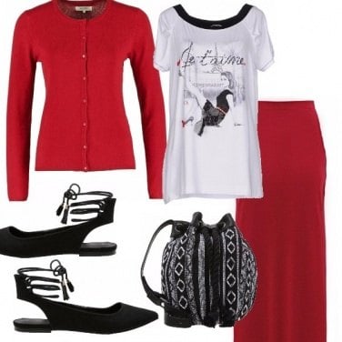 Outfit Rosso, bianco e nero