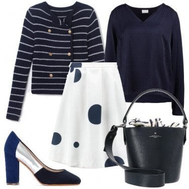 Outfit Mix di pois e righe