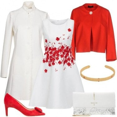 Outfit Bon ton in bianco e rosso