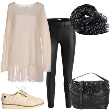 Outfit Nero e beige