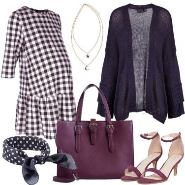 Outfit Quadri vichy e foulard sui capelli