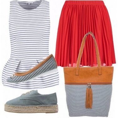 Outfit Rosso e righe