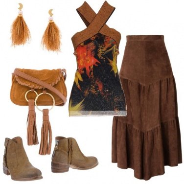 Outfit La gonna di camoscio