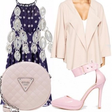 Outfit Blu, rosa e pois