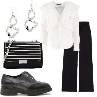 Outfit Mannish in bianco e nero