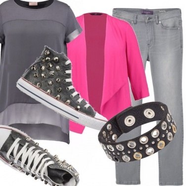 Outfit Hot pink e borchie - curvy style -