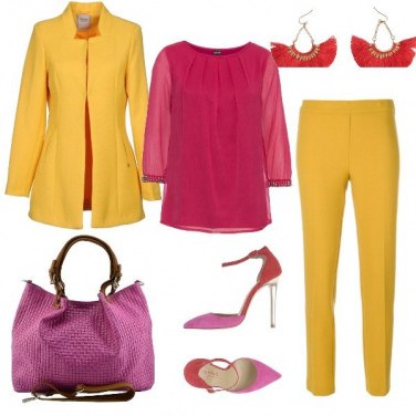 Outfit Giallo e lampone