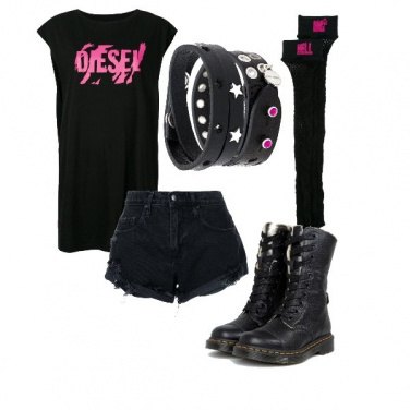 Outfit ROck con tocchi di rosa