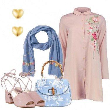 Outfit Abito a camicia rosa