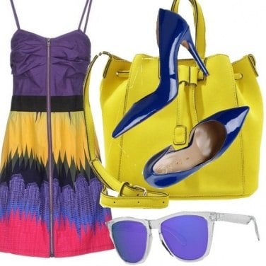 Outfit Viola e giallo