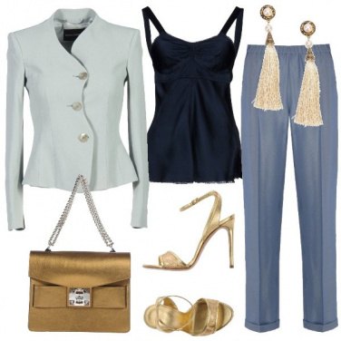 Outfit Azzurro e oro