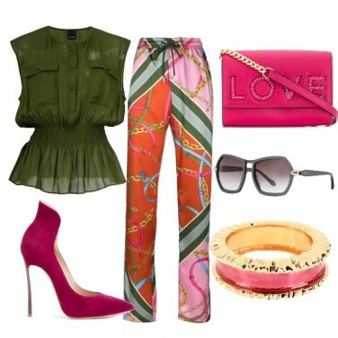 Outfit Verde militare in fuxia