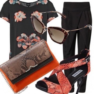 Outfit Look arancio nero