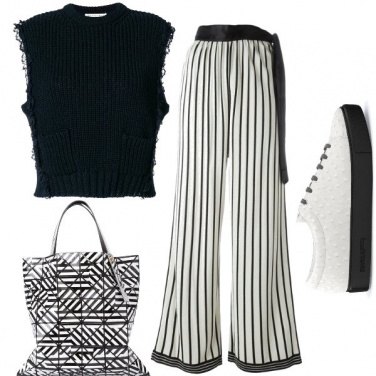 Outfit Bianco e nero geometrico