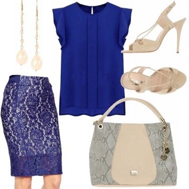 Outfit Gonna di pizzo blu