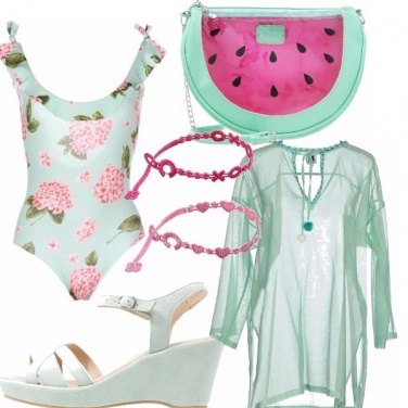 Outfit Fresco color menta e rosa...