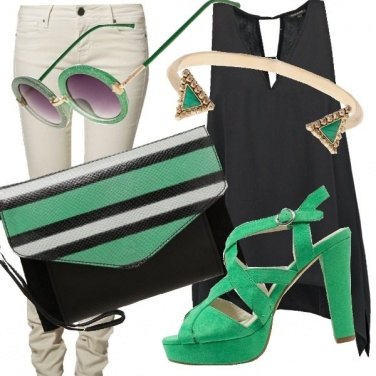 Outfit Look nero - smeraldo
