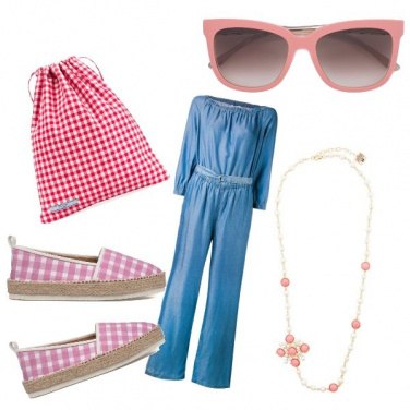 Outfit Denim in rosa e quadri