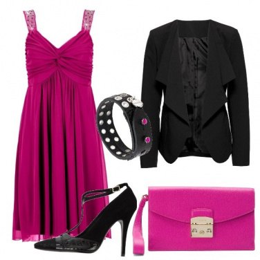 Outfit Nero e lampone