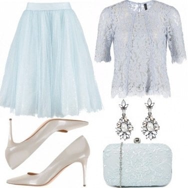 Outfit Tulle e pizzo celeste