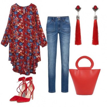 Outfit In rosso e azzurro