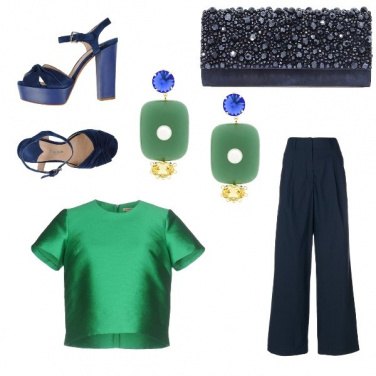 Outfit Eleganza in verde e blu
