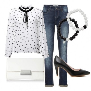 Outfit Blusa a pois...casual chic