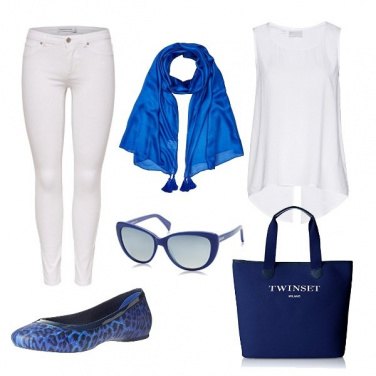 Outfit Bianco e blu basic