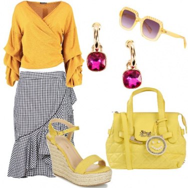 Outfit Giallo e pied de poule
