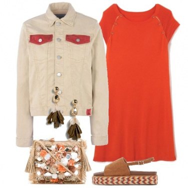 Outfit Beige e arancio
