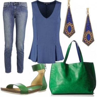 Outfit In verde e blue