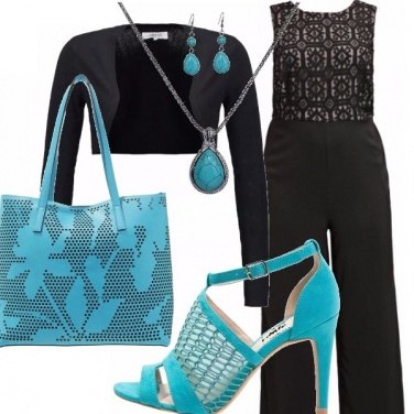 Outfit Curvy nero e turchese