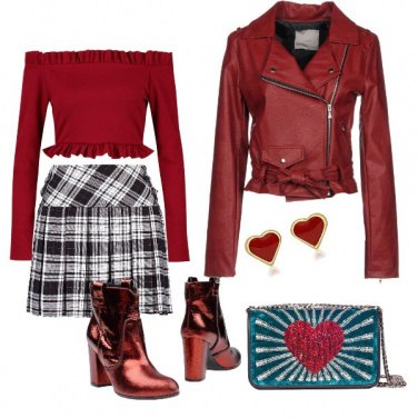 Outfit Tartan bianco e nero