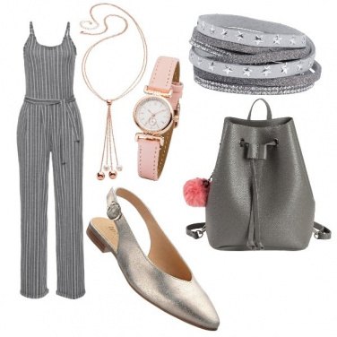 Outfit Grigio e rosa