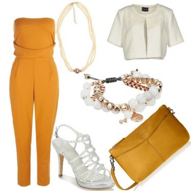 Outfit Bianco e ocra