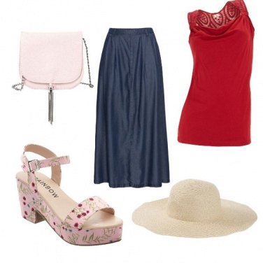 Outfit Rosso e rosa