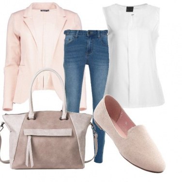 Outfit Il blazer rosa cipria